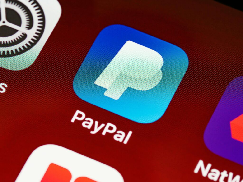 Close-up of the PayPal app icon on a mobile device